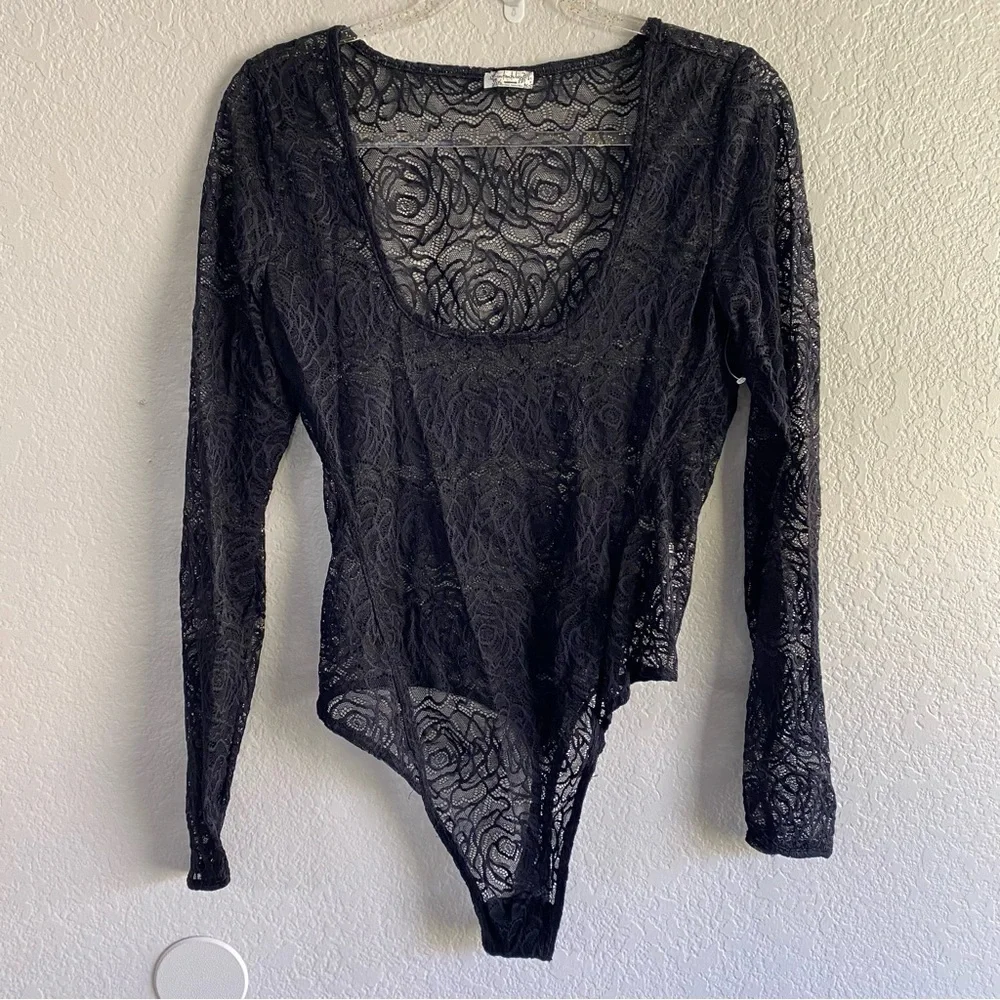 Free People Intimately In My Head Bodysuit | Black Lace Bodysuit | NWOT Lace Top